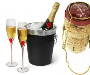 пазл Шампанское является одним из видов игристого вина, полученного методом Шампенуаз в регионе Шампань, Франция.